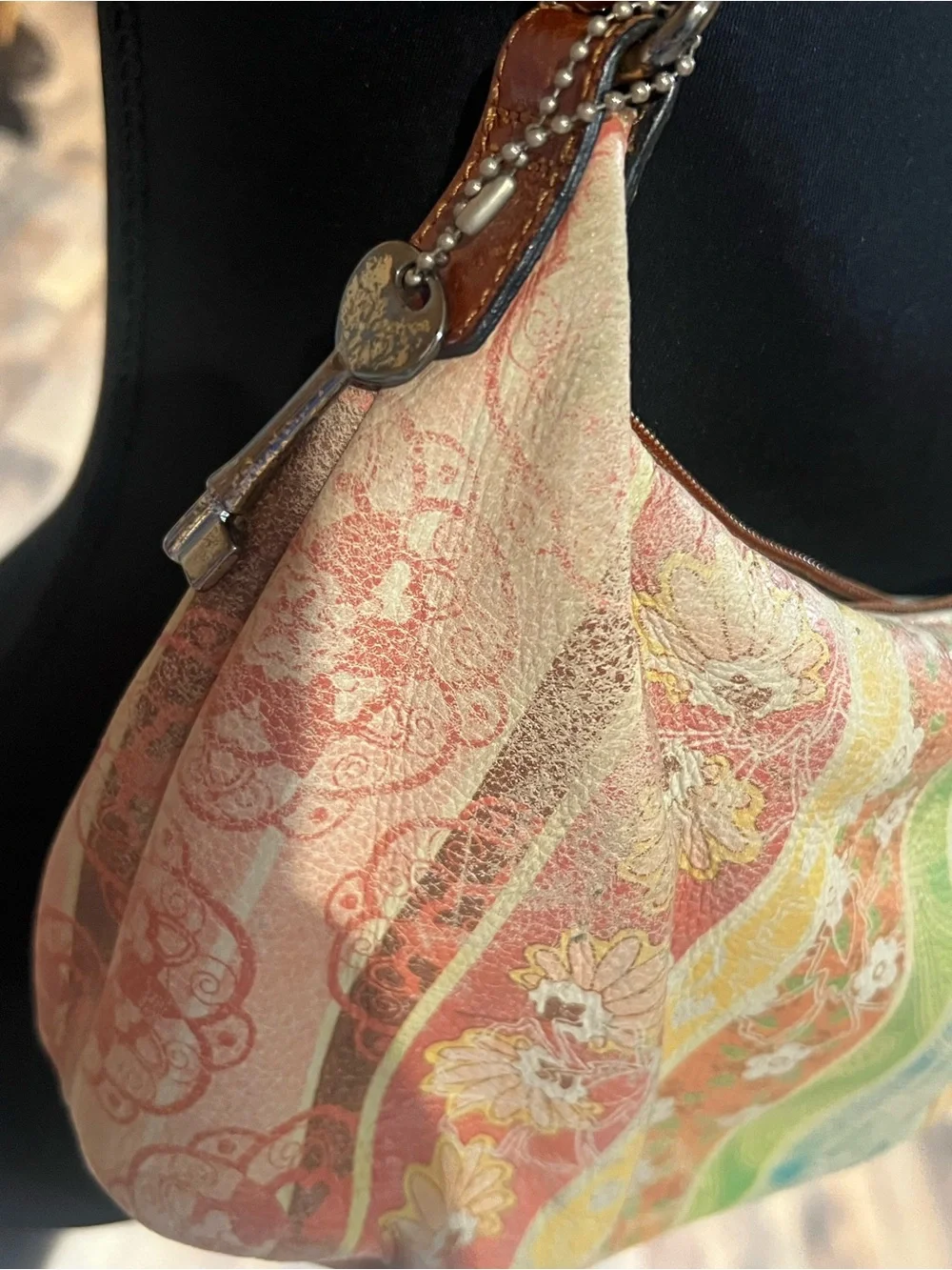 Boho Multi-Stripe Canvas Shoulder Bag - Cream Strap